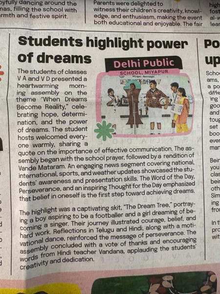 Grade 5A & 5D Asembly- Power of Dreams