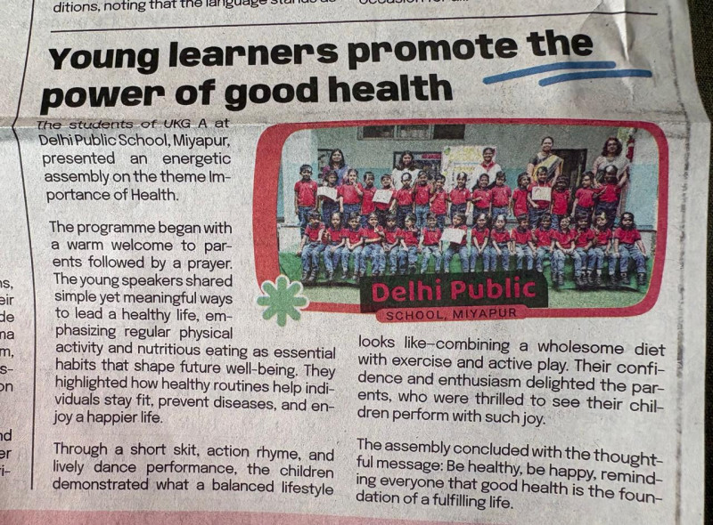 UKG Assembly : Young learners promotes the power of good health