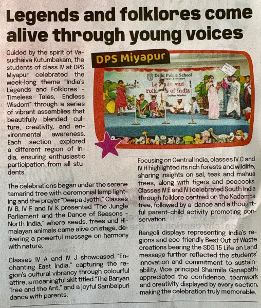 Grade 4 Assembly : Legends and folklores come alive through young voices